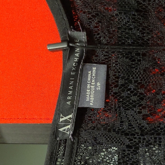 Armani Exchange AX, sheer lace pattern top with tank top, Size S - Picture 3 of 4